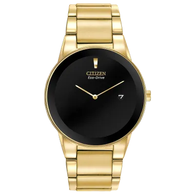 Citizen Yellow Gold Tone Black Dial Axiom Watch Citizen Yellow Gold Tone Black Dial Axiom Watch