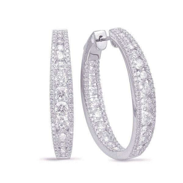 14KT White Gold Diamond Inside-Out Hoop Earrings 14KT White Gold Diamond Inside-Out Hoop Earrings