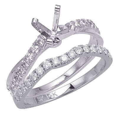 14KT White Gold Twisted Diamond Semi Mount Wed Set 14KT White Gold Twisted Diamond Semi Mount Wed Set