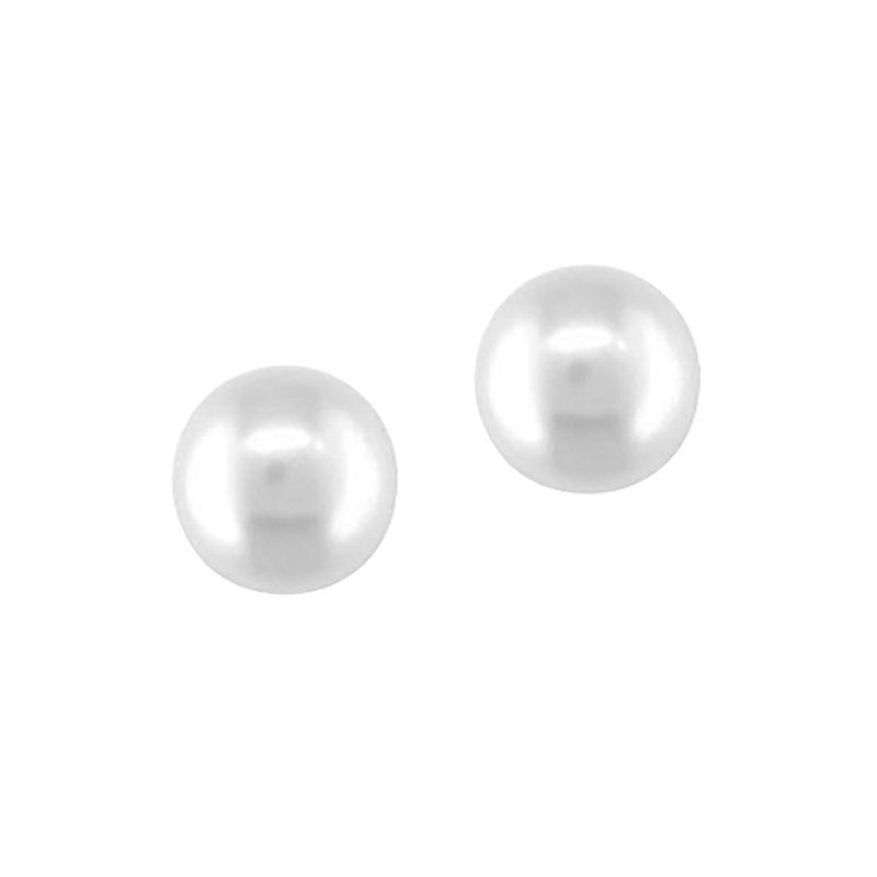 14KT Gold Freshwater Pearl Stud Earrings, Gold Color: White Gold, Millimeter Size: 5mm