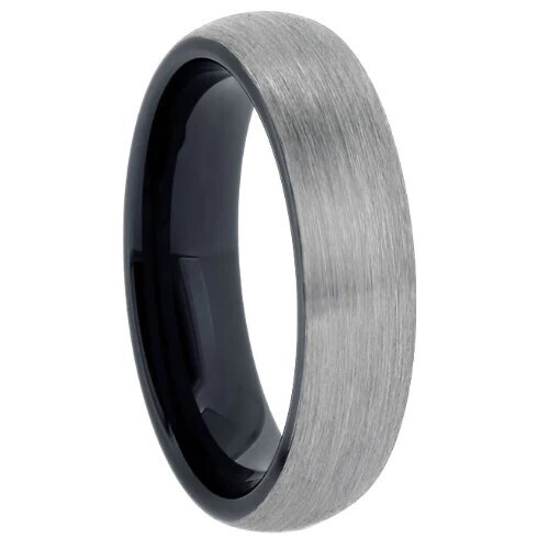 Gray Tungsten Brushed with Black Inside Narrow Band