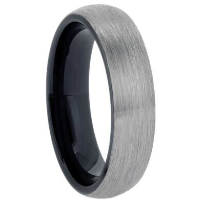 Gray Tungsten Brushed with Black Inside Narrow Band