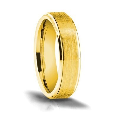 Gold Tungsten Brushed with Polished Step-Down Edge Narrow Band