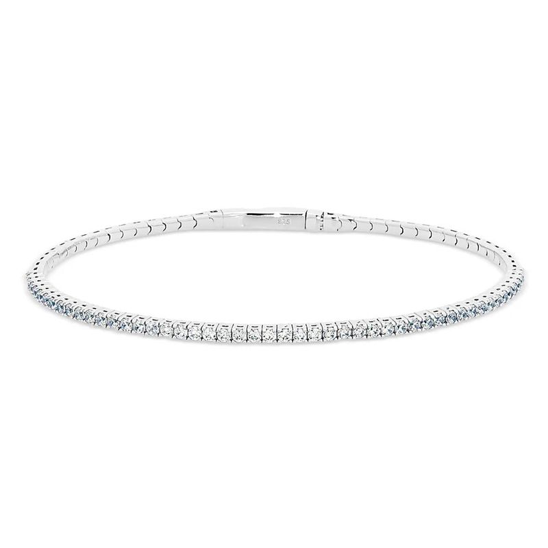 Silver Simulated Gemstone Flex Bracelet