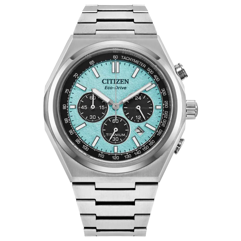 Citizen Zenshin Chrono Super Titanium Teal Dial Watch