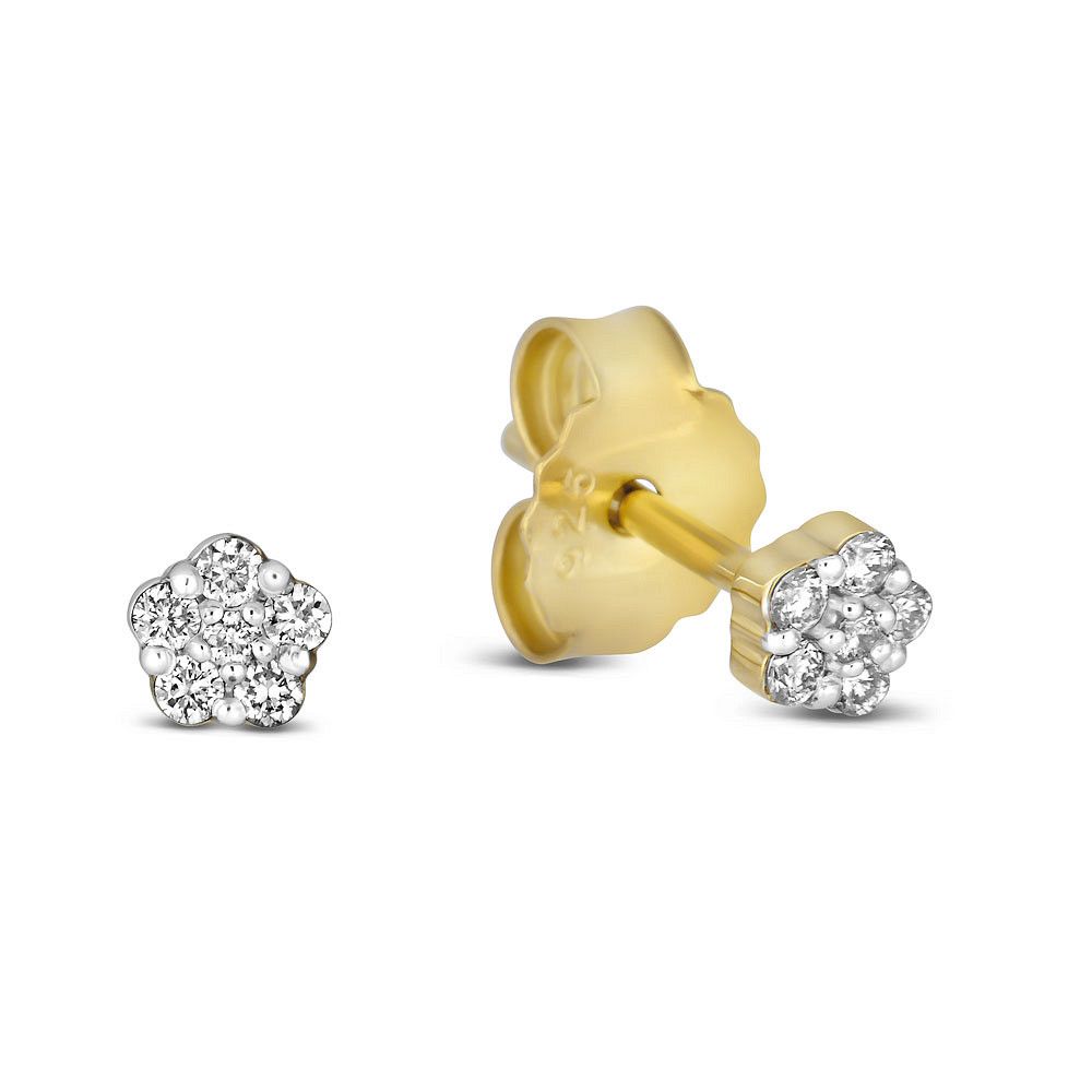 Yellow Gold-Plated Lab-Created Diamond Cluster Stud Earrings Yellow Gold-Plated Lab-Created Diamond Cluster Stud Earrings