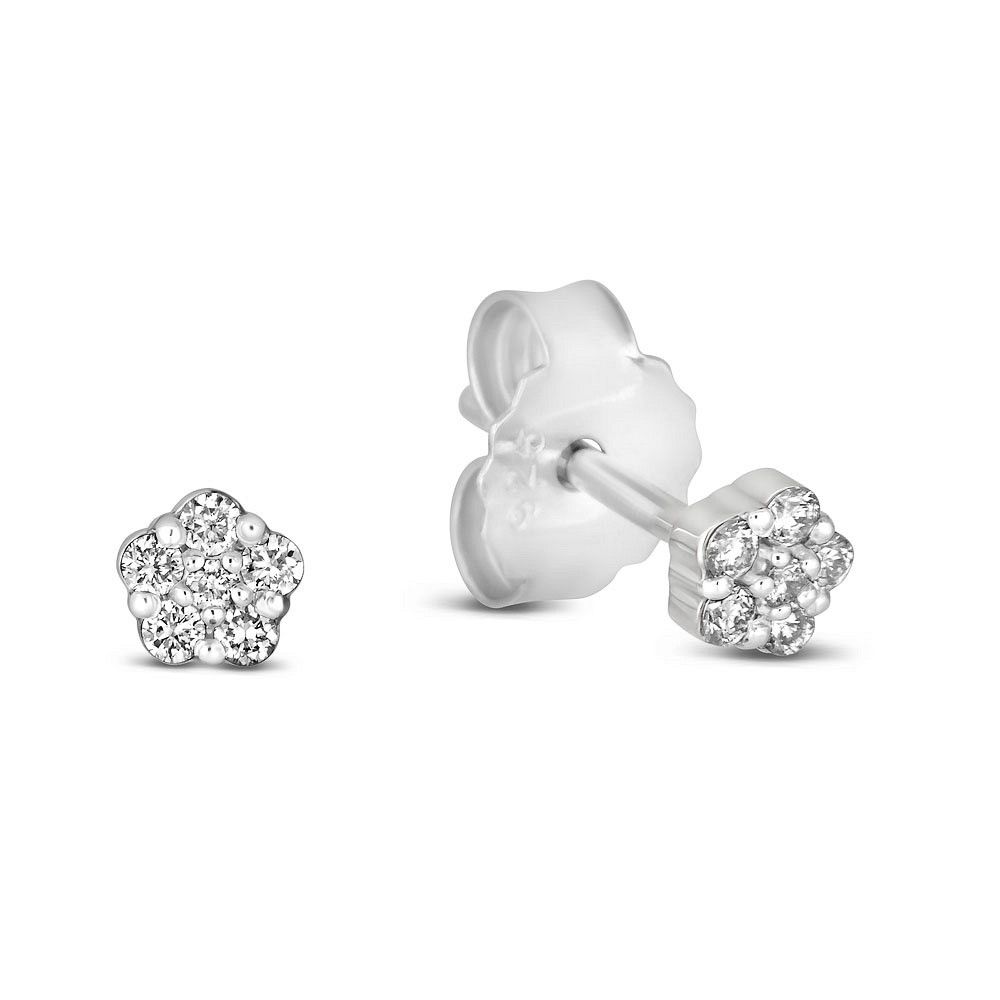 Silver Lab-Created Diamond Cluster Stud Earrings