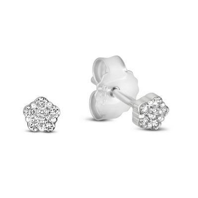 Silver Lab-Created Diamond Cluster Stud Earrings