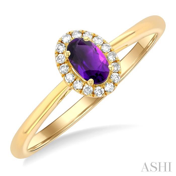10KT Yellow Gold Oval Amethyst Diamond Halo Ring 10KT Yellow Gold Oval Amethyst Diamond Halo Ring