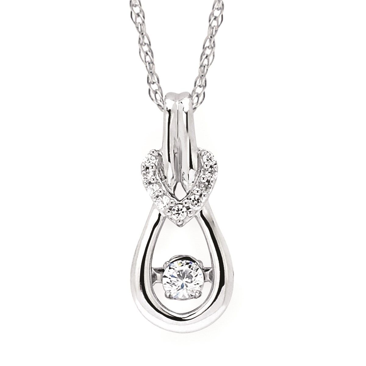 Silver Simmer Round Diamond with Round Diamond Accents Pendant Necklace