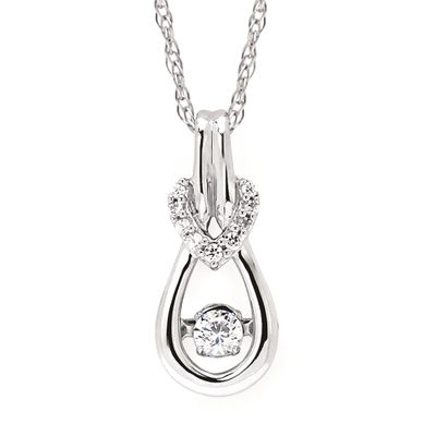 Silver Simmer Round Diamond with Round Diamond Accents Pendant Necklace