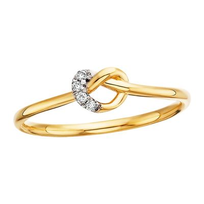 10KT  Yellow Gold Diamond Accent Love Knot Ring