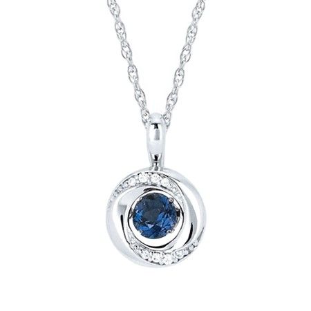 Silver Round Blue Sapphire Shimmer Necklace