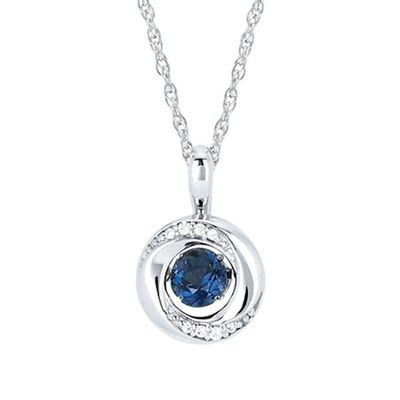 Silver Round Blue Sapphire Shimmer Necklace