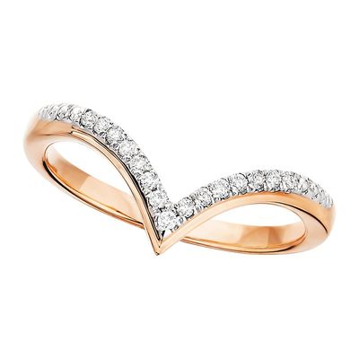 10KT Rose Gold Diamond V Ring