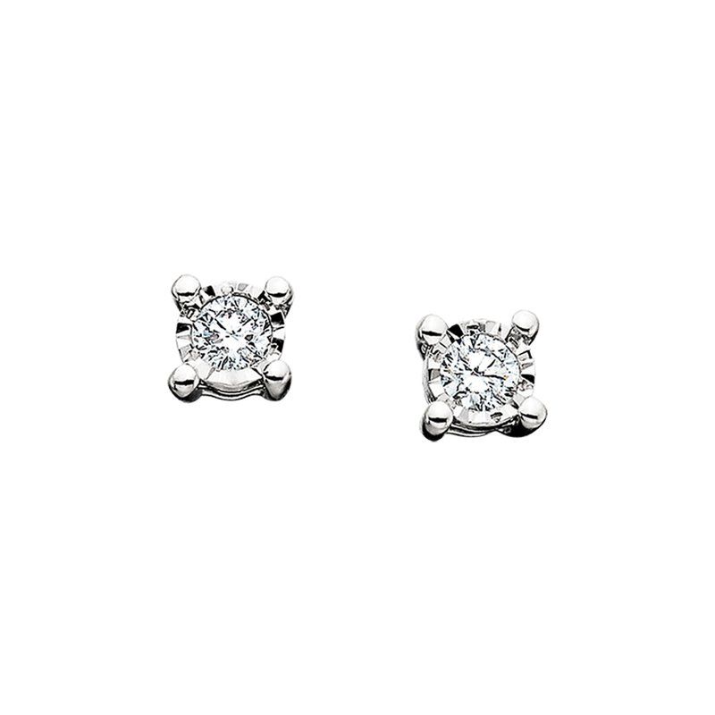 Silver Round Lab-Grown Diamond Illusion Set Stud Earrings
