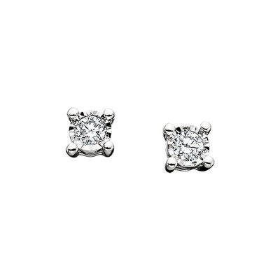 Silver Round Lab-Grown Diamond Illusion Set Stud Earrings