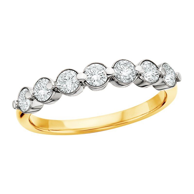 14KT TwoTone Gold Seven Round Diamond Band