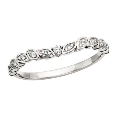 14KT Round Diamond Faux-Marquis Setting Shallow Curved Band