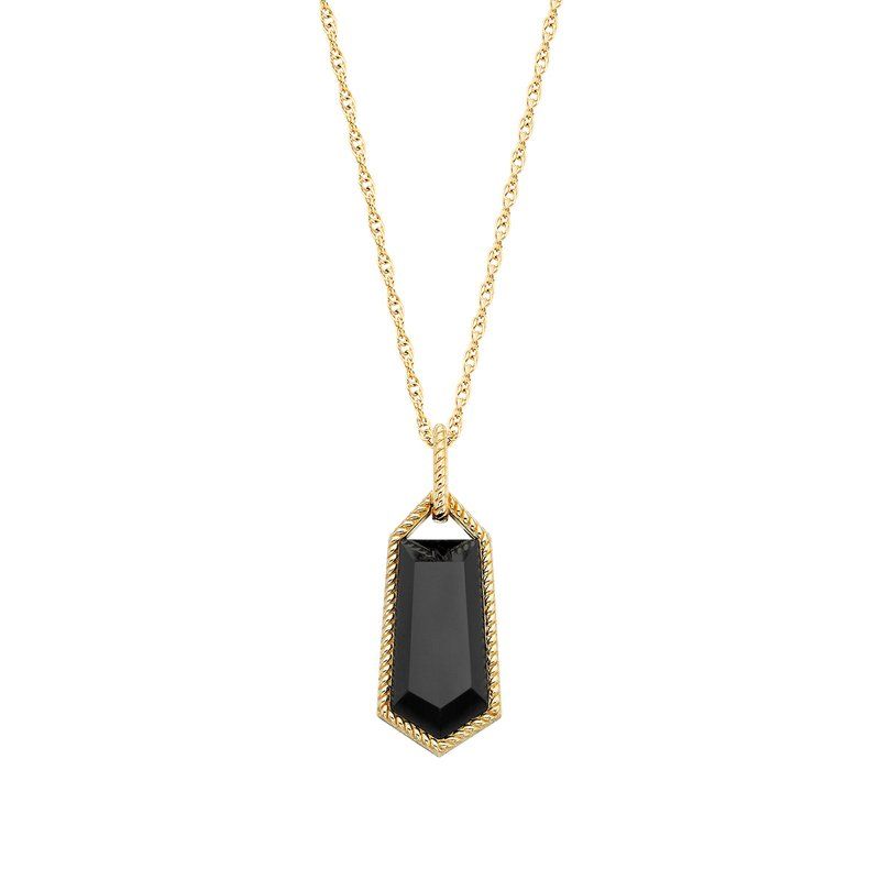 Yellow Gold Vermeil Fancy Cut Black Onyx Pendant Necklace