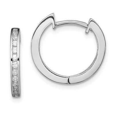 Silver Channel-Set Round Cubic Zirconia In-and-Out Hoop Earrings