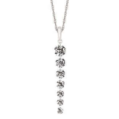14KT White Gold Seven Graduating Round Drilled Lab Diamond Pendant Necklace