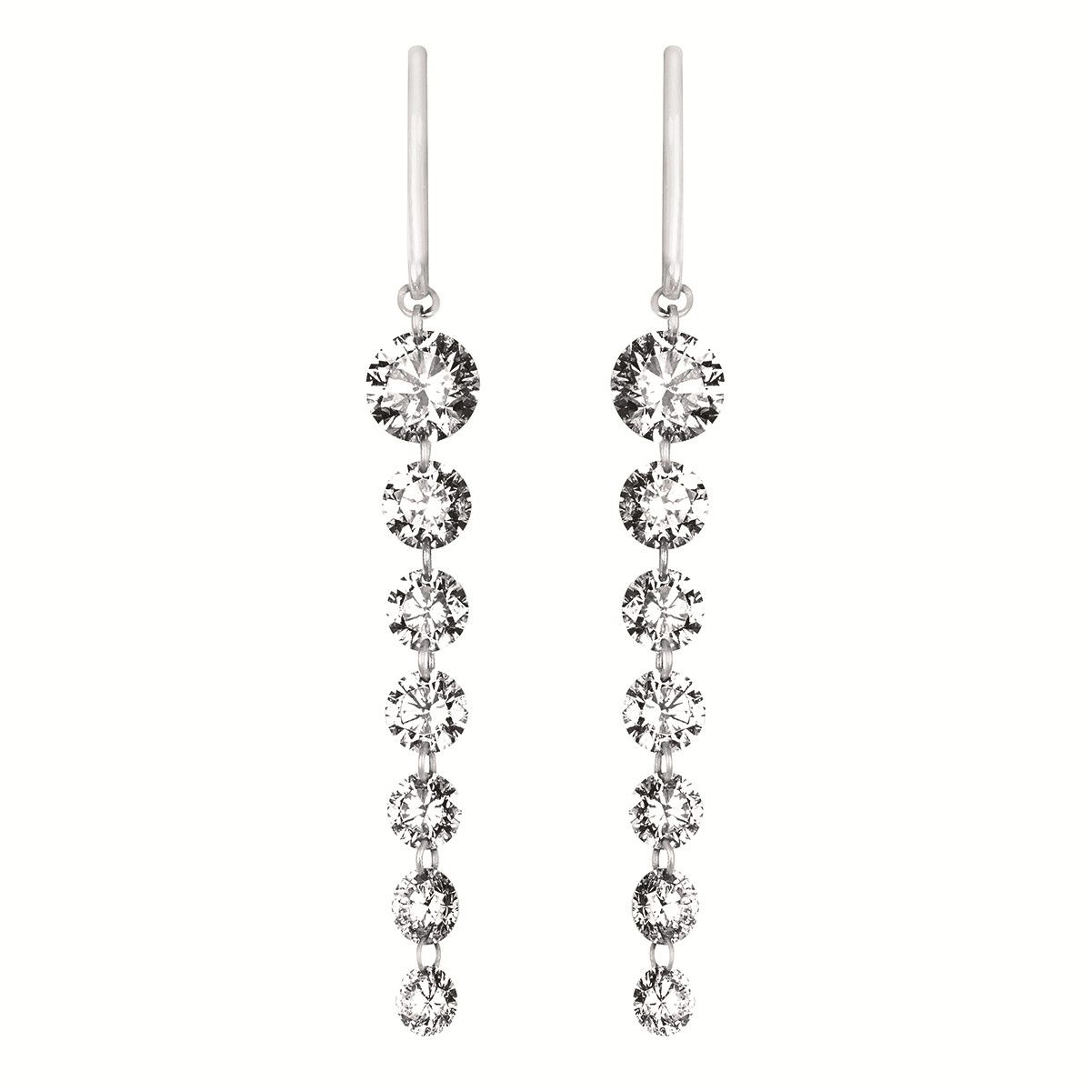 14KT White Gold Graduating Round Drilled Lab Diamond Pendant Earrings 14KT White Gold Graduating Round Drilled Lab Diamond Pendant Earrings