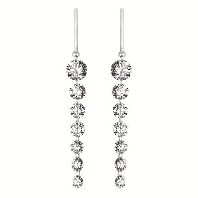 14KT White Gold Graduating Round Drilled Lab Diamond Pendant Earrings