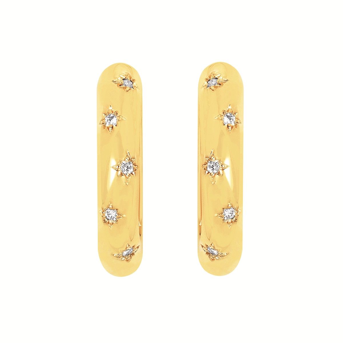 Yellow Gold-Plated Lab Diamond Accented Hoop Earrings Yellow Gold-Plated Lab Diamond Accented Hoop Earrings