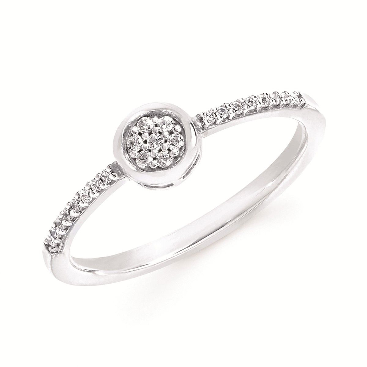 Silver Round Diamond Cluster Ring