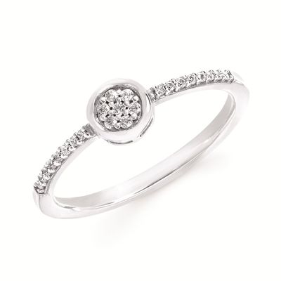 Silver Round Diamond Cluster Ring