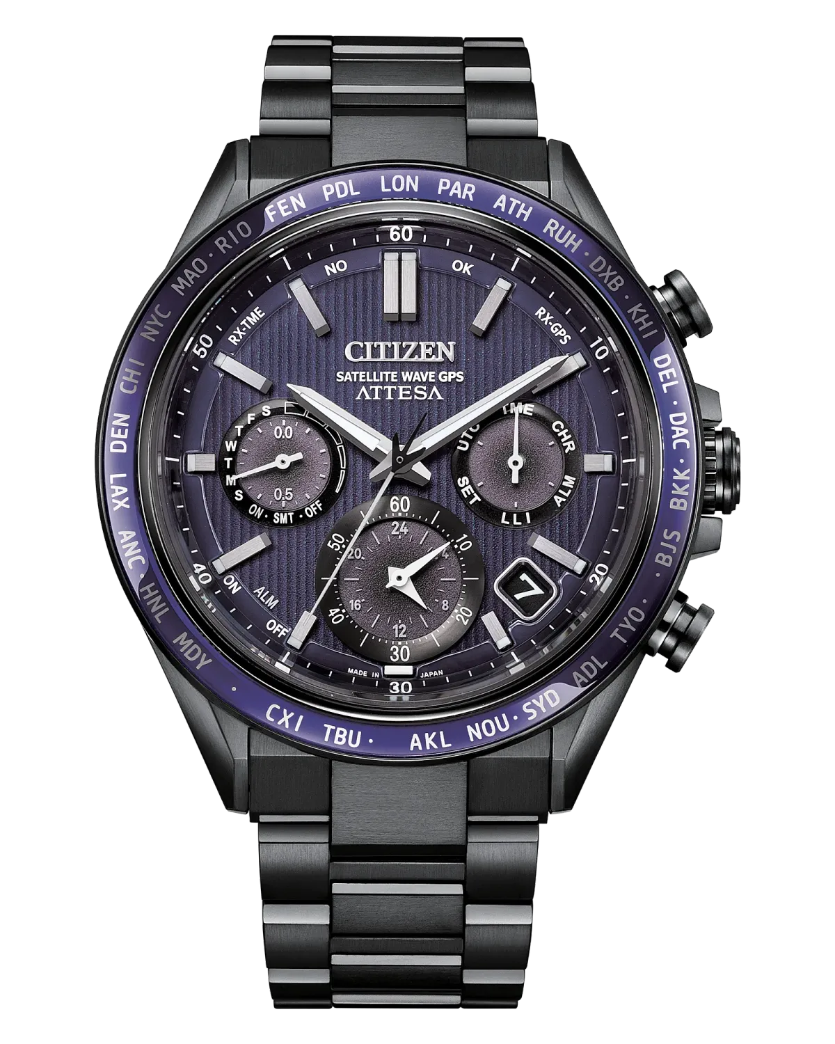 Citizen ATTESA Blue Striped Dial Super Titanium Watch