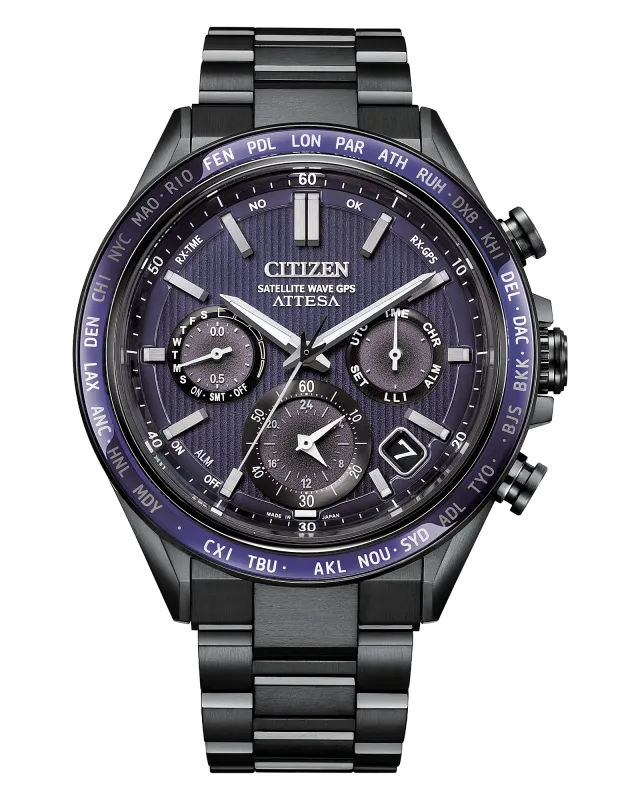 Citizen ATTESA Blue Striped Dial Super Titanium Watch