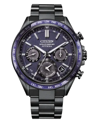 Citizen ATTESA Blue Striped Dial Super Titanium Watch Citizen ATTESA Blue Striped Dial Super Titanium Watch