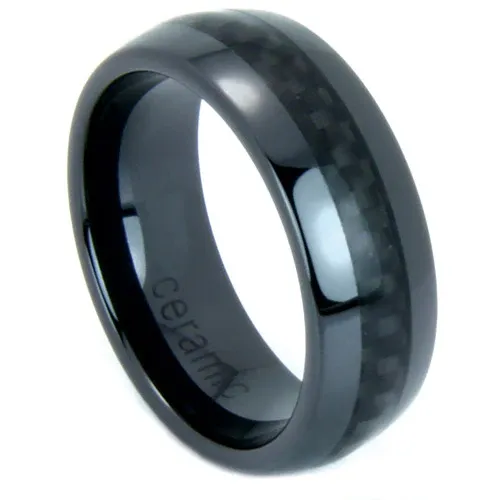 Black Ceramic with Black Carbon Fiber Inlay Band