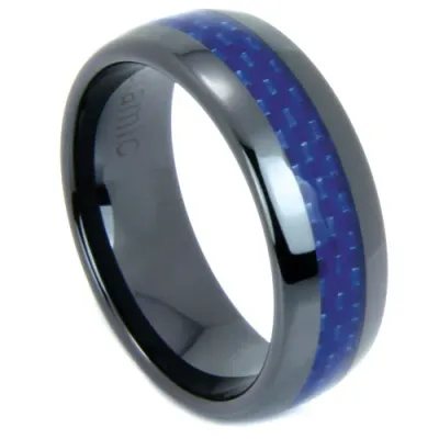 Black Ceramic Blue Carbon Fiber Inlay Band