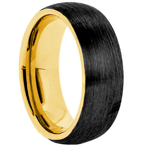 Black Tungsten Brushed with Gold-Tone Inside Band