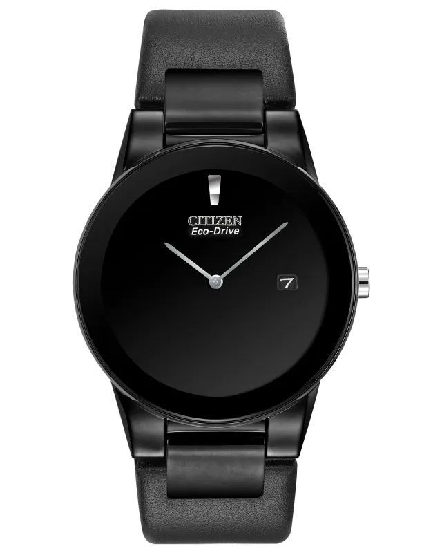Citizen All Black Leather Band Axiom Watch