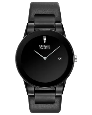 Citizen All Black Leather Band Axiom Watch