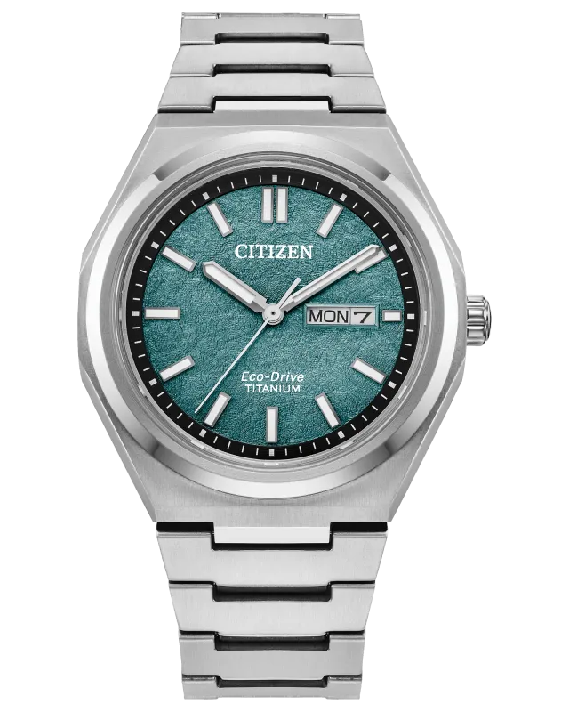 Citizen Zenshin Three-Hand Green Dial Super Titanium Watch