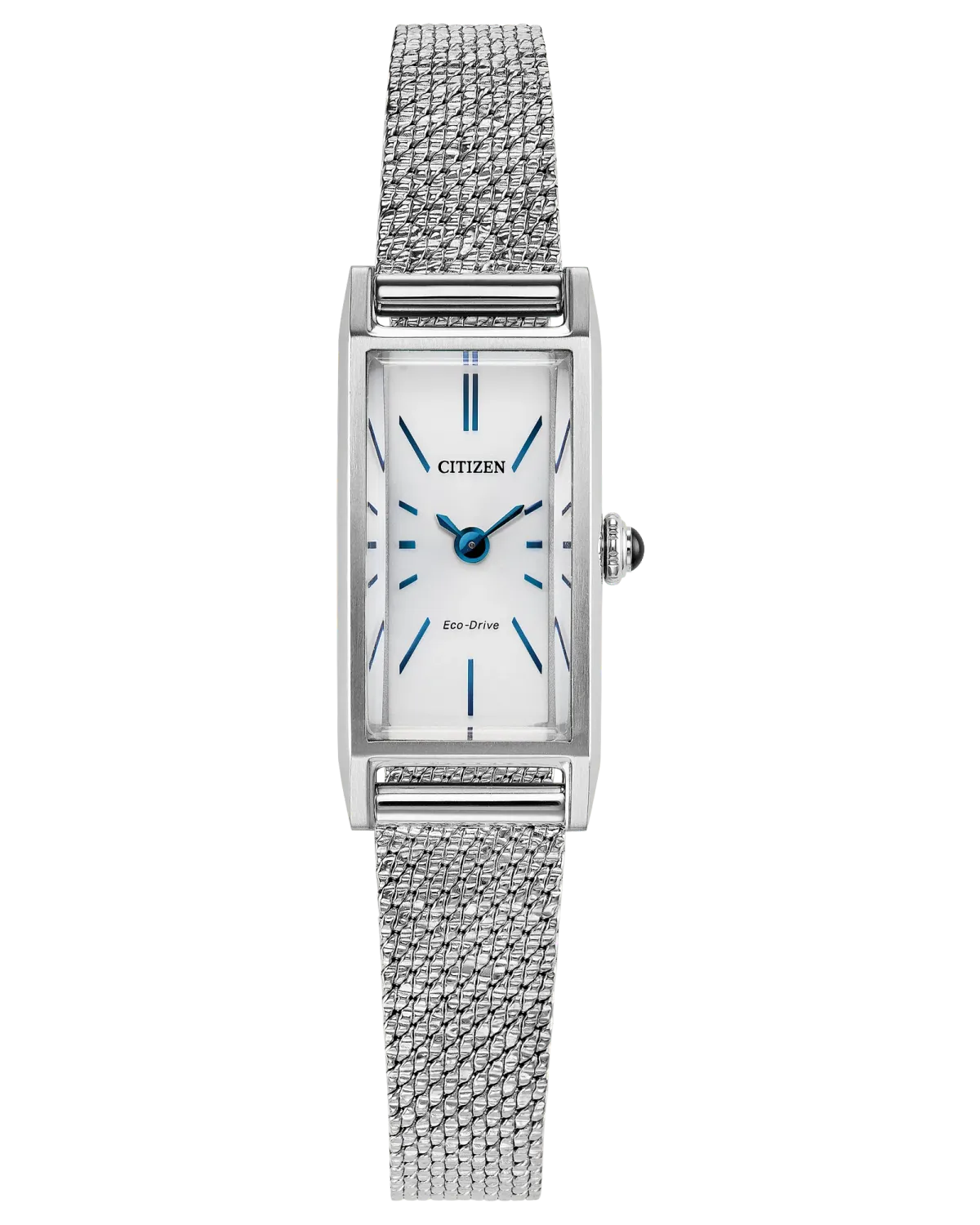 Citizen Silver Tone Mesh Rectangle White Dial Fio Watch Citizen Silver Tone Mesh Rectangle White Dial Fio Watch