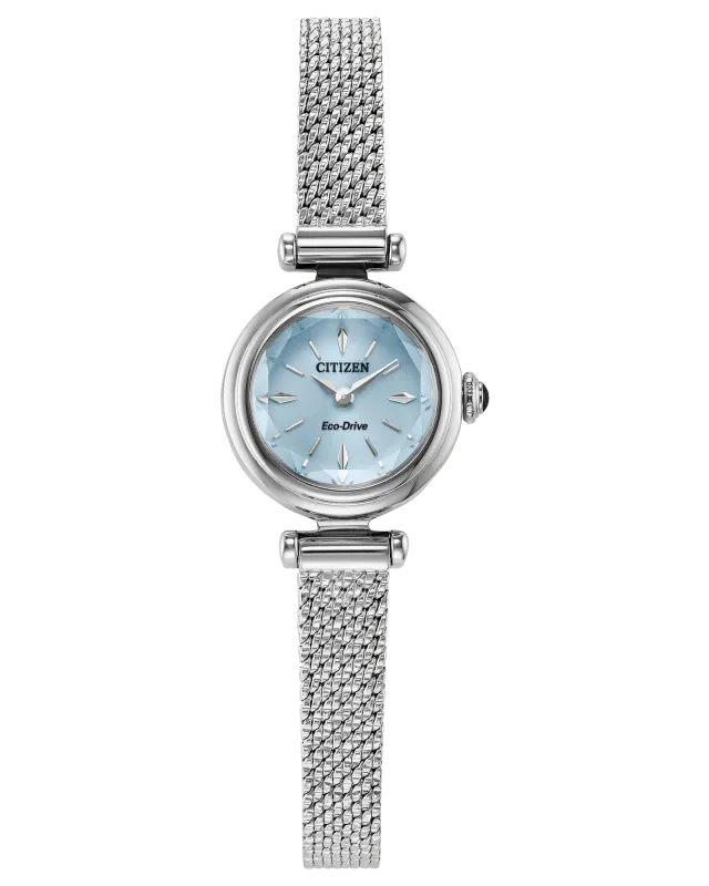 Citizen Silver Tone Mesh Round Light Blue Dial Fio Watch