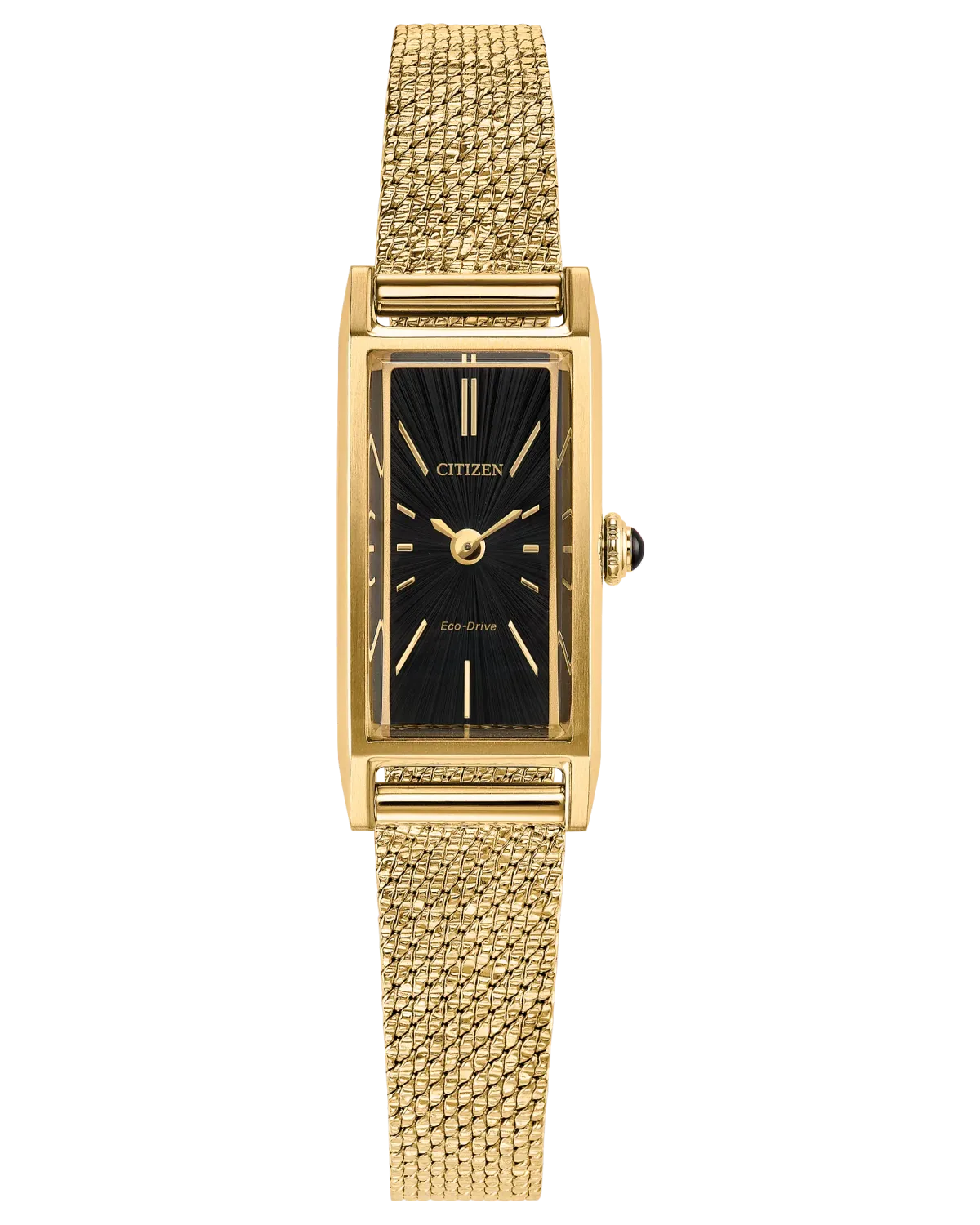 Citizen Gold Tone Mesh Rectangle Dark Dial Fio Watch Citizen Gold Tone Mesh Rectangle Dark Dial Fio Watch