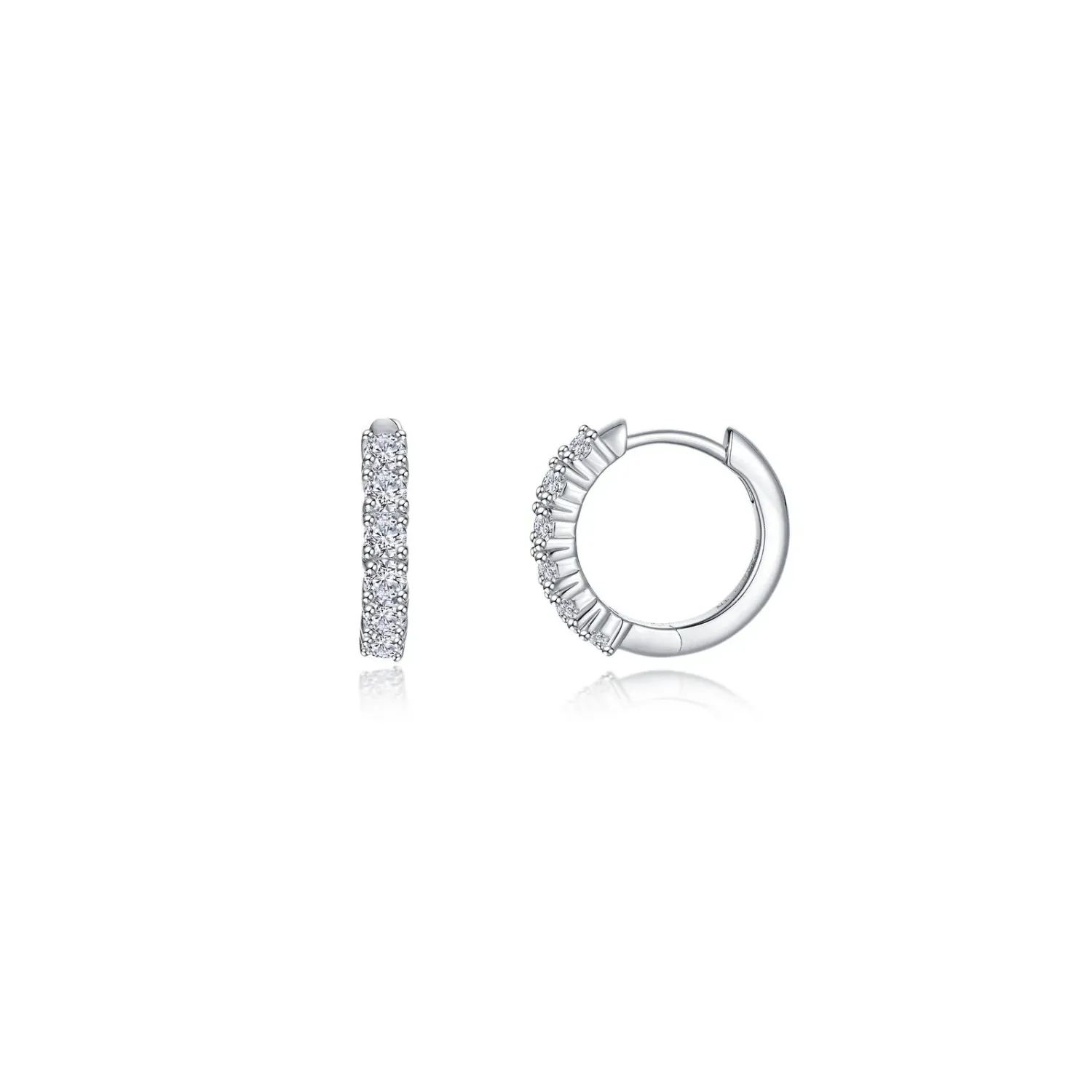 Silver Round Cubic Zirconia Huggie Hoop Earrings Silver Round Cubic Zirconia Huggie Hoop Earrings