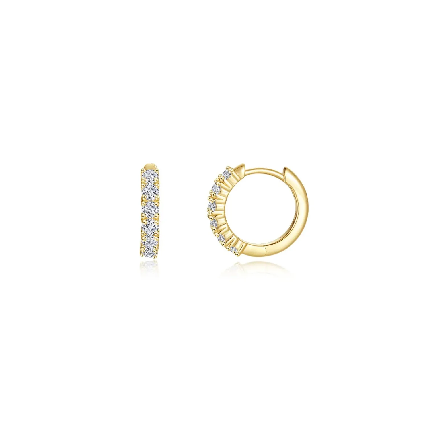 Yellow Gold-Plated Round Cubic Zirconia Huggie Hoop Earrings Yellow Gold-Plated Round Cubic Zirconia Huggie Hoop Earrings