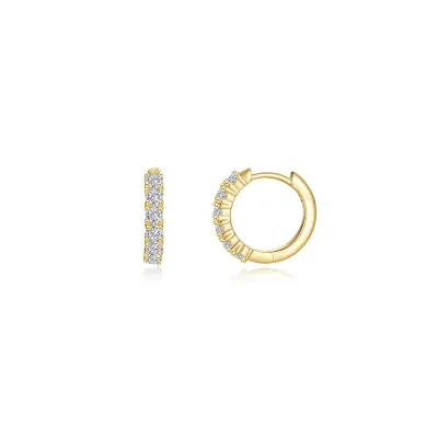 Yellow Gold-Plated Round Cubic Zirconia Huggie Hoop Earrings Yellow Gold-Plated Round Cubic Zirconia Huggie Hoop Earrings