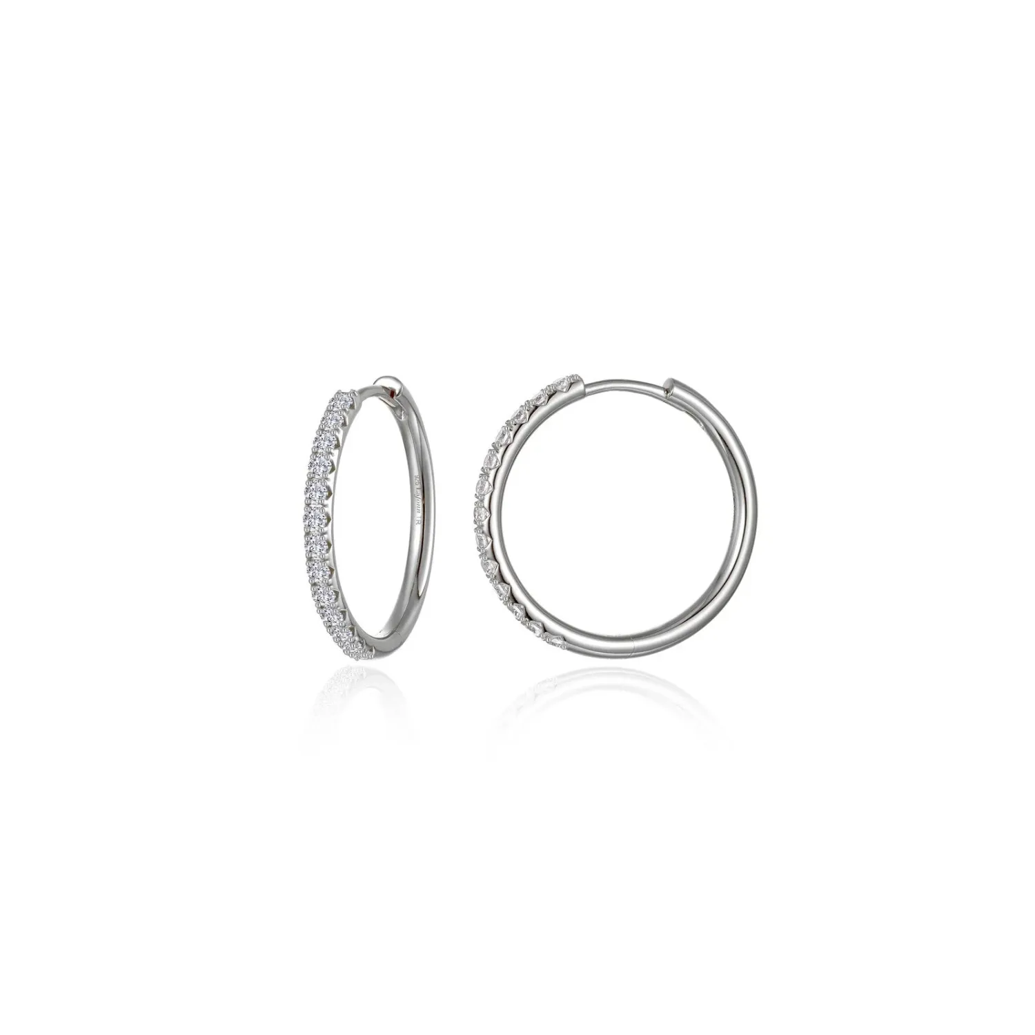 Silver Twenty-Six Round Cubic Zirconia Hoop Earrings