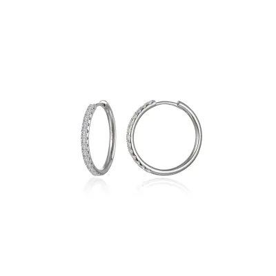 Silver Twenty-Six Round Cubic Zirconia Hoop Earrings Silver Twenty-Six Round Cubic Zirconia Hoop Earrings