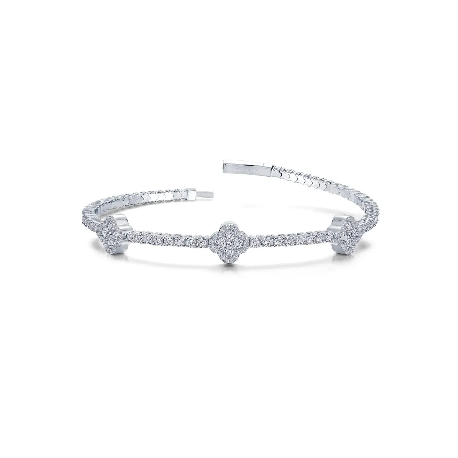 Silver Round Cubic Zirconia Flex Station Tennis Bracelet
