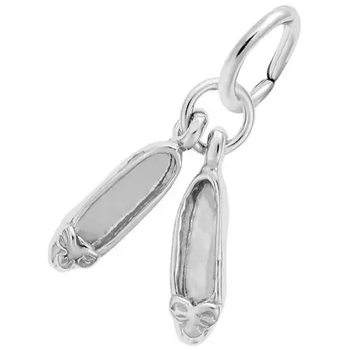 Silver 3D Pair of Ballet Shoes Charm